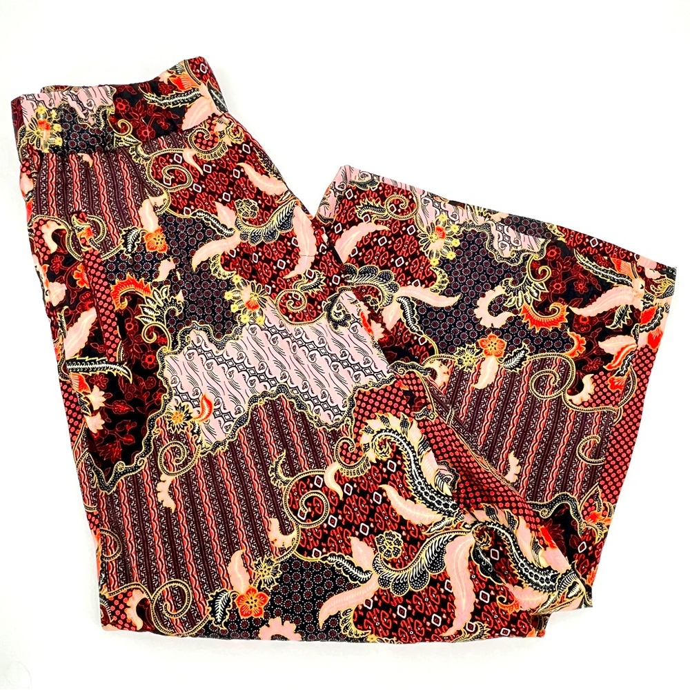 Myth Wide Leg Pullon Pants Made in Italy Colorful Hippy Bohemian Elastic Size 6
